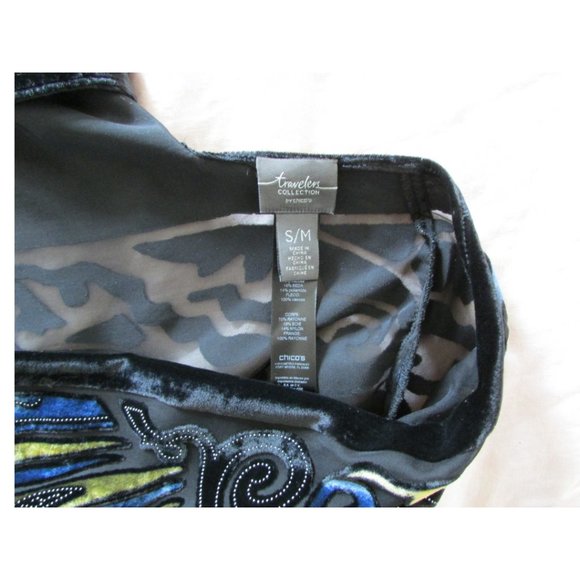 Chico Travelers Collection Fringed Evening Jacket Multi Blue and Black - Picture 5 of 5